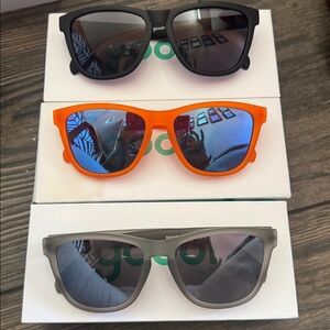 Goodr Sunglasses Set - Orange, Black, Gray look at both photos
